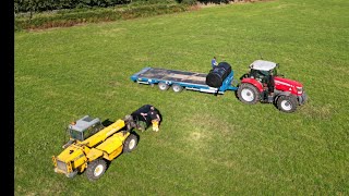 Moving round bales with Telehandler and Massey Ferguson tractor tedsshed2185 [upl. by Onej]