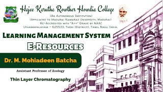 Thin Layer ChromatographyDr M Mohiadeen BatchaAssistant Professor of Zoology [upl. by Salman]