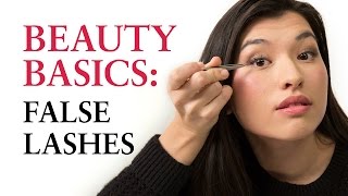 How to Apply Fake Lashes – Allure’s Beauty Basics – A Makeup Tutorial Series [upl. by Helse]