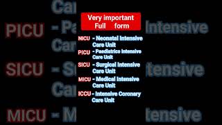 Full form of NICU PICU SICU MICU ICCU  📚 [upl. by Ahtelat943]