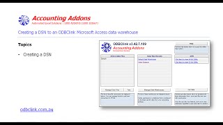 Create a DSN to a Microsoft Access Data Warehouse created via ODBClink [upl. by Marras]