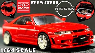 Unboxing 164 Scale Pop Race Nissan GTR R33 Nismo 400R  Colour Red  Review [upl. by Retswerb]