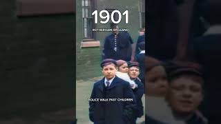 Restored Footage from 1901 Rotherham England  Police walk past a group of children [upl. by Edith]