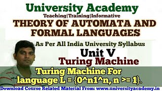 TAFL58Theory of Automata Construction of Turing Machine Examples in Hindi by UA [upl. by Ermentrude]