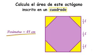 Área de un octógono inscrito en un cuadrado [upl. by Okwu231]