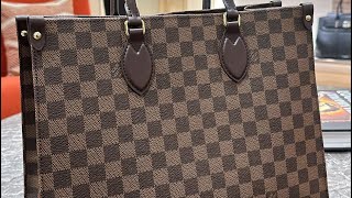 LV OTG TOTE DAMIER EBENE MM MY REACTION TO THE NEW ONTHEGO TOTE 👜  HONEST REVIEW [upl. by Neysa]