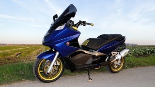 Gilera GP 800 special blue amp gold transformation  arrow  malossi  pirelli diablo  full HD 1080p [upl. by Anirhtak50]