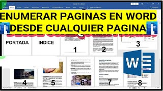 ENUMERAR PAGINAS EN WORD DESDE CUALQUIER PAGINA 2024 [upl. by Aicirtel]