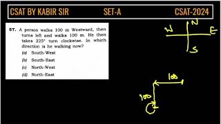 CSAT 2024 A person walks 100 m Westward then turns left and walks 100 m He then takes 225⁰ [upl. by Akahc315]