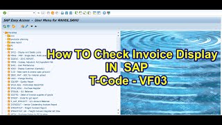 How To Check Invoice Display In SAP  Sales Invoice in SAP  TCode VF03 [upl. by Fellows]