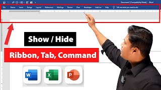 How to Hide or Show Ribbon Tab and Command in MS Word Bangla Tutorial  how to hide Ribbon in Word [upl. by Uri699]