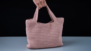 How to crochet a simple crochet tote bag  tutorial for beginners [upl. by Enomys]