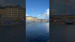 🏗 Traveling over the construction of stockholm Gamla stan  Slussen project before video crane [upl. by Rohn]