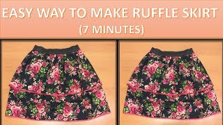 How to make pattern and to sew a layered ruffle skirt with elastic waist [upl. by Silsbye]