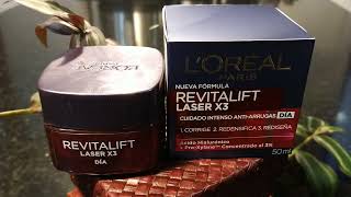 Revitalift Laser X3 antiarrugas Loreal ParísAcido Hialurónico y ProXylane [upl. by Adnylg]