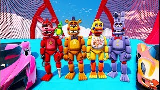 ALL ROCKSTAR ANIMATRONICS STUNT ON WORLDS BIGGEST RAMPS EVER GTA 5 Mods FNAF RedHatter [upl. by Editha]