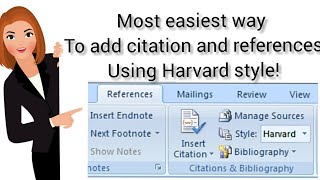 How to add citation and references using Harvard referencing style in Microsoft Word selfeducate [upl. by Yzzik970]