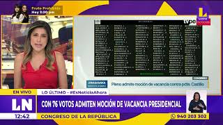 🔴 Con 76 votos admiten moción de vacancia presidencial contra Pedro Castillo [upl. by Treb251]