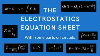 A review of an electrostatics and circuits equation sheet for university level electromagnetism [upl. by Nerro919]