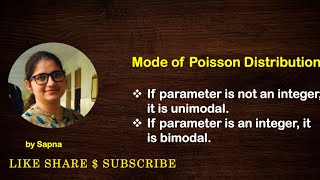 Mode of Poisson Distribution  by Sapna billionaireicon3311 [upl. by Aihtenyc353]