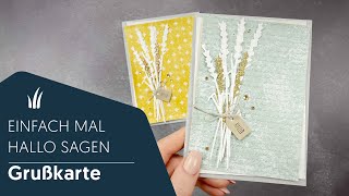 🌾 Grußkarte HALLO  Designerpapier Herbstwiese von Stampin’ Up [upl. by Aniles]