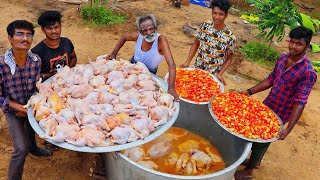 100 KG Full CHICKEN Kulambu Prepared by my Daddy Arumugam Village food factory [upl. by Eilloh952]