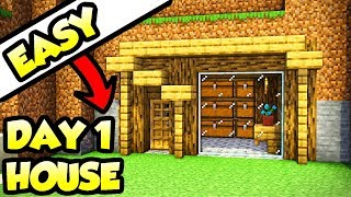 Minecraft Easy 5Minute Day 1 House Base Tutorial How to Build [upl. by Dearr]