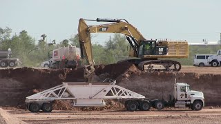 Caterpillar 390F Loading Belly Dumps In Apache Junction Arizona  March 13th 2024 [upl. by Dhu292]