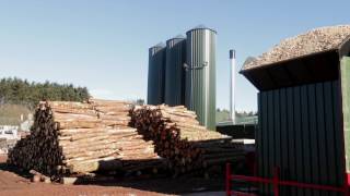 Wood gasifier at Castleton Fruit Farm  heat and power from wood chips [upl. by Araeit344]