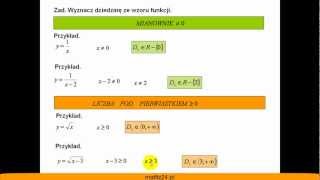 Wyznaczanie i obliczanie dziedziny funkcji  Zbiór argumentów funkcji  Matfiz24pl [upl. by Otrebla382]