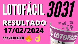 🍀 Resultado Lotofácil 3031 [upl. by Cj851]