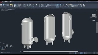 AutoCAD 3D how to drawing 3d air storage tank 3d Modeling autodesk sketches The End [upl. by Aihsela]