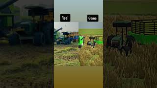 Real vs Game John Deere vs Harvester cutting shortvideo [upl. by Otineb798]