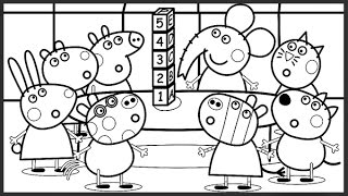 Peppa Pig Friends Plays Games Kids Fun Art Activities Coloring Book Pages with Colored Markers [upl. by Gertrude]