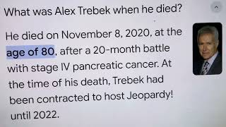 ALEX TREBEK PASSED AWAY 4 YEARS AGO TODAY  NOVEMBER 8 2020 MAY HE REST IN PEACE😭😭😭🏆🙏 [upl. by Audly]