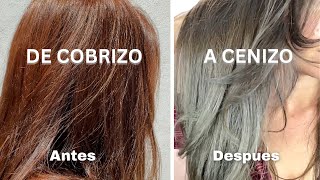 COMO ELIMINO REFLEJOS ROJIZOS Decoloración con shampoo LAVADO DE COLOR de cabello rojizo a cenizo [upl. by Duile]