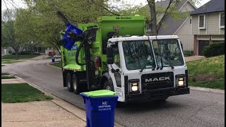 Garbage Truck Picking Up Cans Flipping Lids Talkin Trash [upl. by Nosbig]