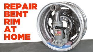 How to Repair Bent Aluminum Wheel with Bottle Jack in Garage  DIY Alloy Rim Pothole Fix [upl. by Jallier]