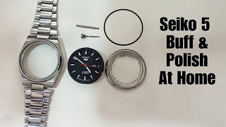 How to polish a seiko 5  ASMR Restoration Refinish Buffing vintage watch  DIY [upl. by Ainnek]