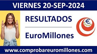 Resultado del sorteo EuroMillones del viernes 20 de septiembre de 2024 [upl. by Leber]