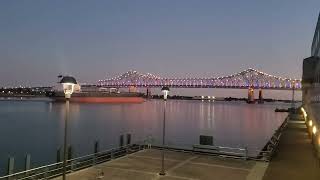 New Orleans Big ship squeezes under the Mississippi River bridge [upl. by Reginald]