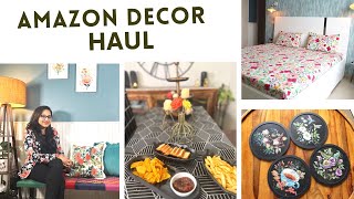 HUGE Amazon Home Decor Haul 1 Bedsheets Blankets curtains lamps decor pieces  Geetika Arya [upl. by Emarej]