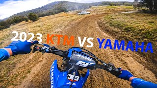 Wide OPEN Loam In The Rain  2023 KTM 250 VS 2022 Yamaha 250 [upl. by Dnalrah]