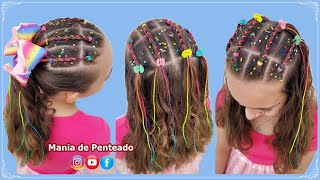 Penteado para Carnaval Fácil com Tranças e Fio Acetinado 🎉  Easy Hairstyle with Braids for Girls 😍 [upl. by Siddra]