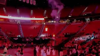 Fireworks and explosions inside UNLVs Thomas amp Mack Center Pregame basketball game introductions [upl. by Aniret365]