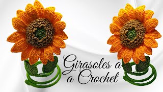 GIRASOL A CROCHET 🌻🌻🌻 PASO A PASO girasol que parece real mira el paso a paso y realizalo [upl. by Narmis]