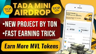 TADA Mini Airdrop Full Review TADA RIDE Listing Soon TADA Backed by TON Blockchain [upl. by Gnod]