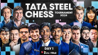 Tata Steel Chess 2024  Day 1  Pragg Gukesh Vidit Anish  Live commentary Sagar Amruta [upl. by Pail273]