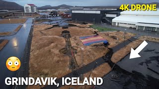 Fissures across Grindavik Iceland seen from drone 291024 4K [upl. by Nnylaj883]