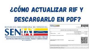 Cómo actualizar el RIF y Cómo se descarga en PDF venezuela seniat rif [upl. by Avivah149]